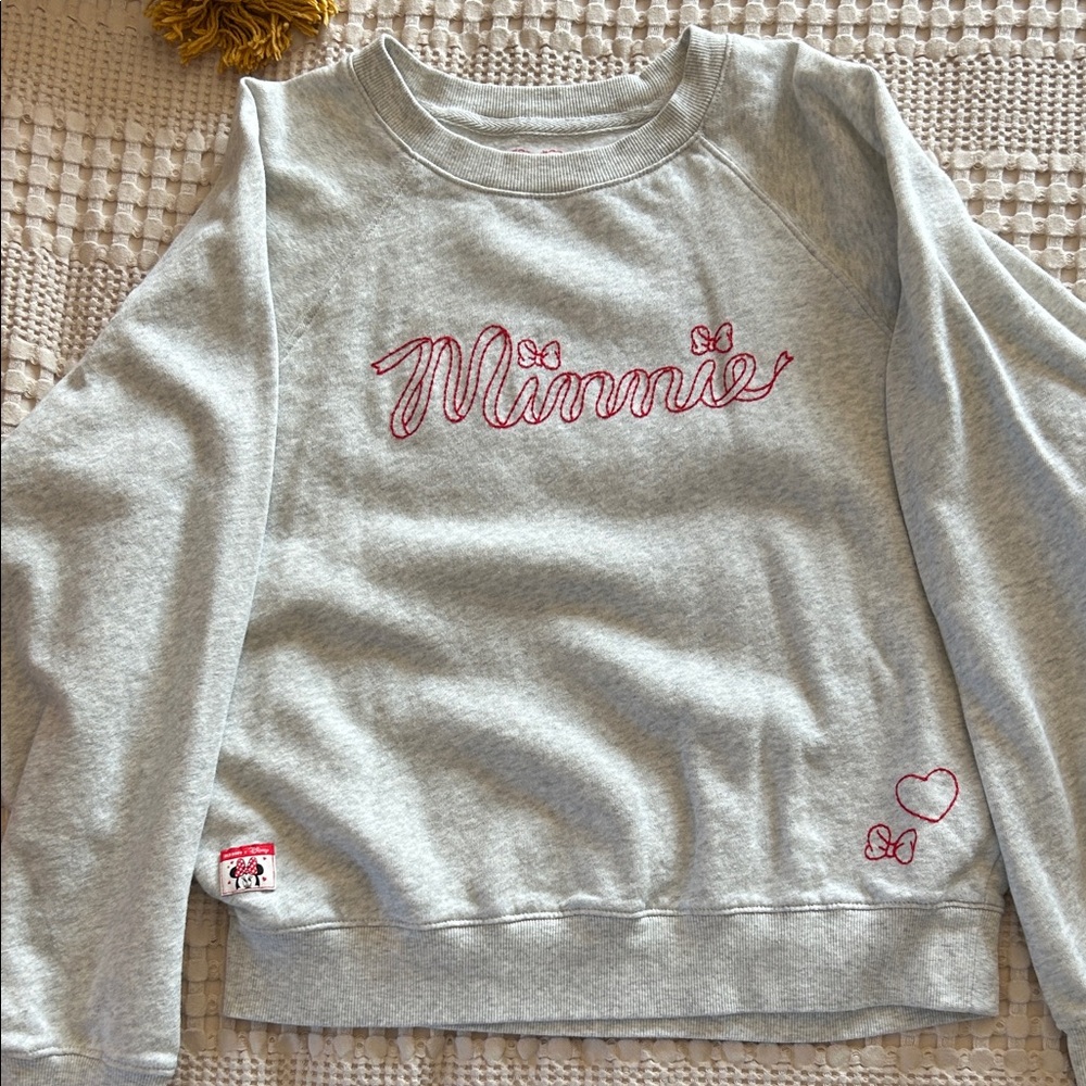 Gray Minnie Sweatshirt with red Embroidery